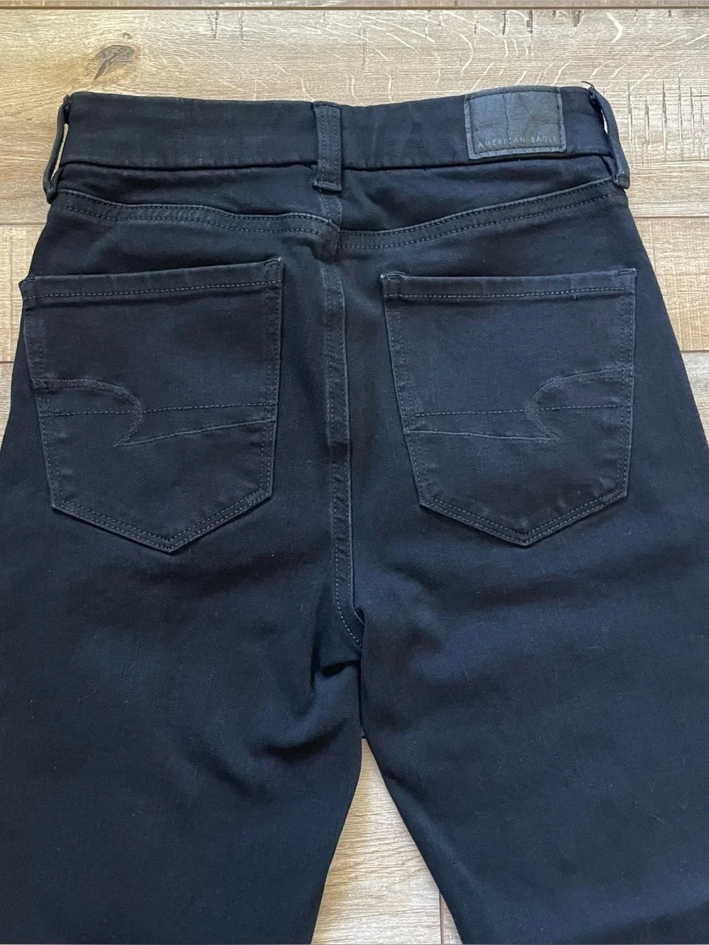 American Eagle Curvy Super High Rise Jegging Womens 00 Short Black Stretch 24.5